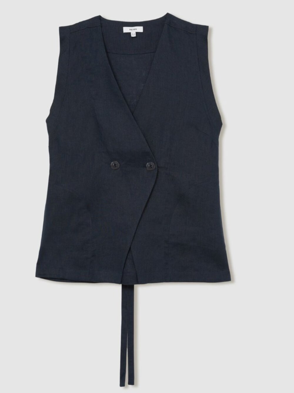 💙✨ Reiss Whitney 100% Linen Button-Front Waistcoat – Navy ✨💙